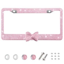 Bling License Plate Frame For Women Rhinestone License 1 Pink Frame Pink Bow Bling License Plate Frame For Women Rhinestone License 1 Pink Frame Pink Bow