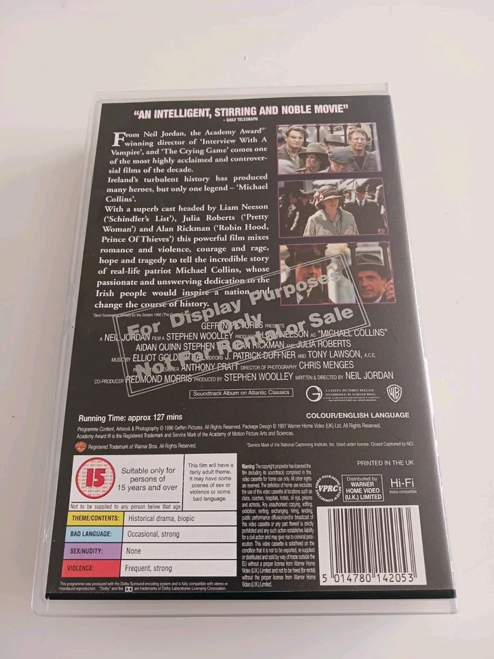 Michael Collins VHS 1997 SAMPLE Promo Dealer Preview Warner Home Video RARE Foto 2 de 4