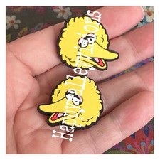 2 Piece BIG YELLOW BIRD SESAME ST. Focal Beads DIY Pens 