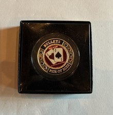 Pair Of Aces Bullets SILVER Texas Hold'em Coin Poker Card Guard GIft Box RARE