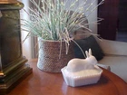 Vintage ~ Westmoreland ~ Milk Glass Bunny Rabbit On Nest Covered/Lidded Dish