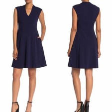 NWT ELIZA J Fit Flare Cap Sleeve Dress (Navy) 2