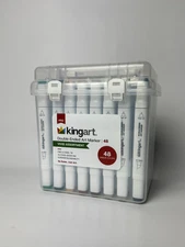 NEW Pro Kingart 48 Double-Ended Art Markers Vivid Assortment Fine & Chisel Tip