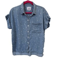 Camisa Rails Whitney Denim Cactus Talla S Azul Cambray Bordada Western Boho
