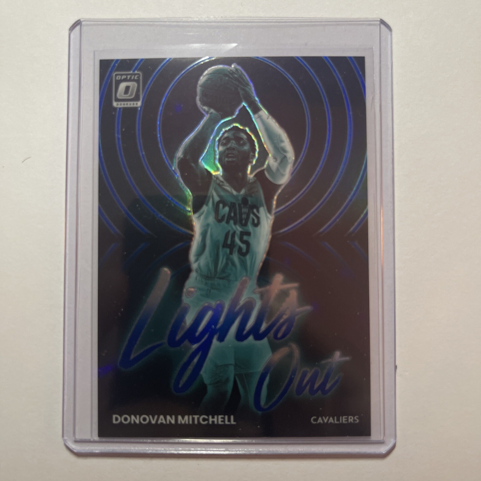 2022-23 Panini Optic Lights Out Blue Prizm #14 Donovan Mitchell /49
