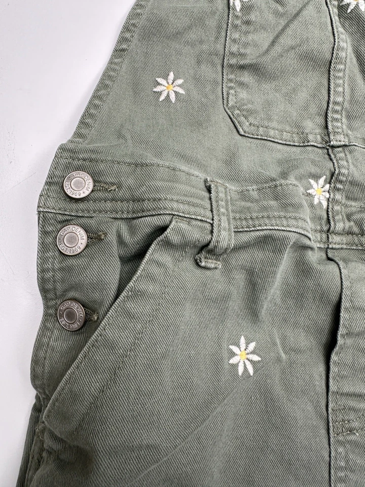 Denim Mono Shorts The Gap Colección Niños Jardín Verde Con Margaritas-Juventud XL Foto 3 de 4