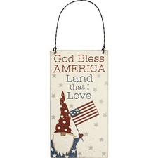 PBK Patriotic Decor - Gnome God Bless America Small Ornament Sign