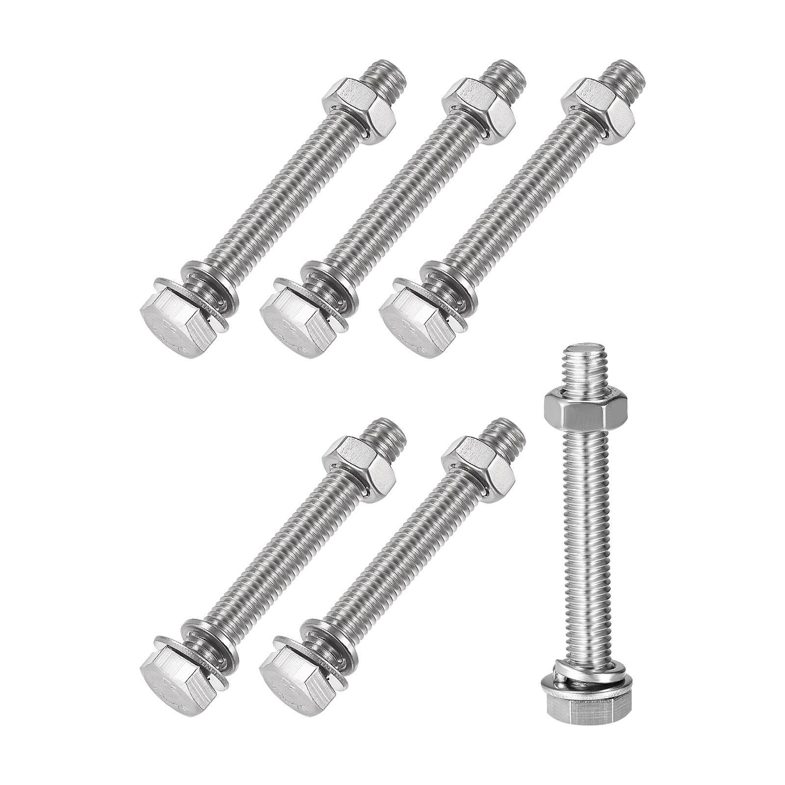 M8x55mm Hex Head Screws Bolts Nuts Washers Kit 6 Sets  