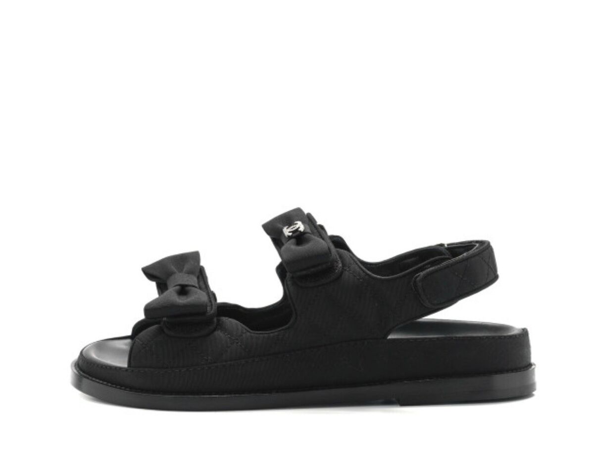 BNIB Chanel Dad Sandal CC Crystals In Black With Bows Size BNIB Chanel Dad Sandal CC Crystals In Black With Bows Size