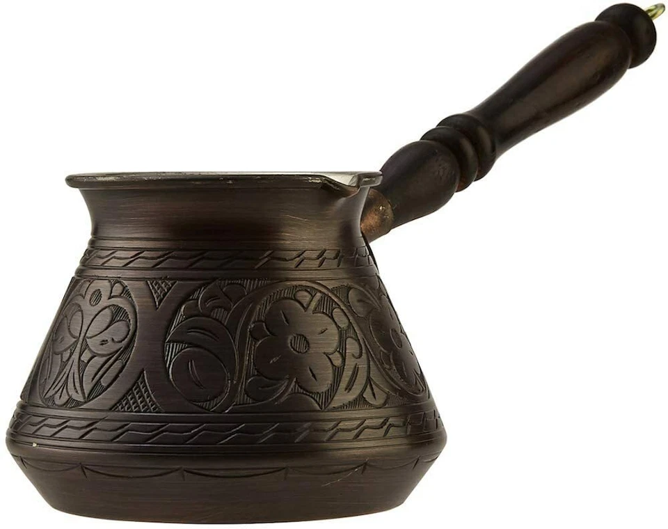 Turca Griega Árabe Cobre Cafetera Estufa Cafetera Cezve Ibrik Briki Foto 3 de 4