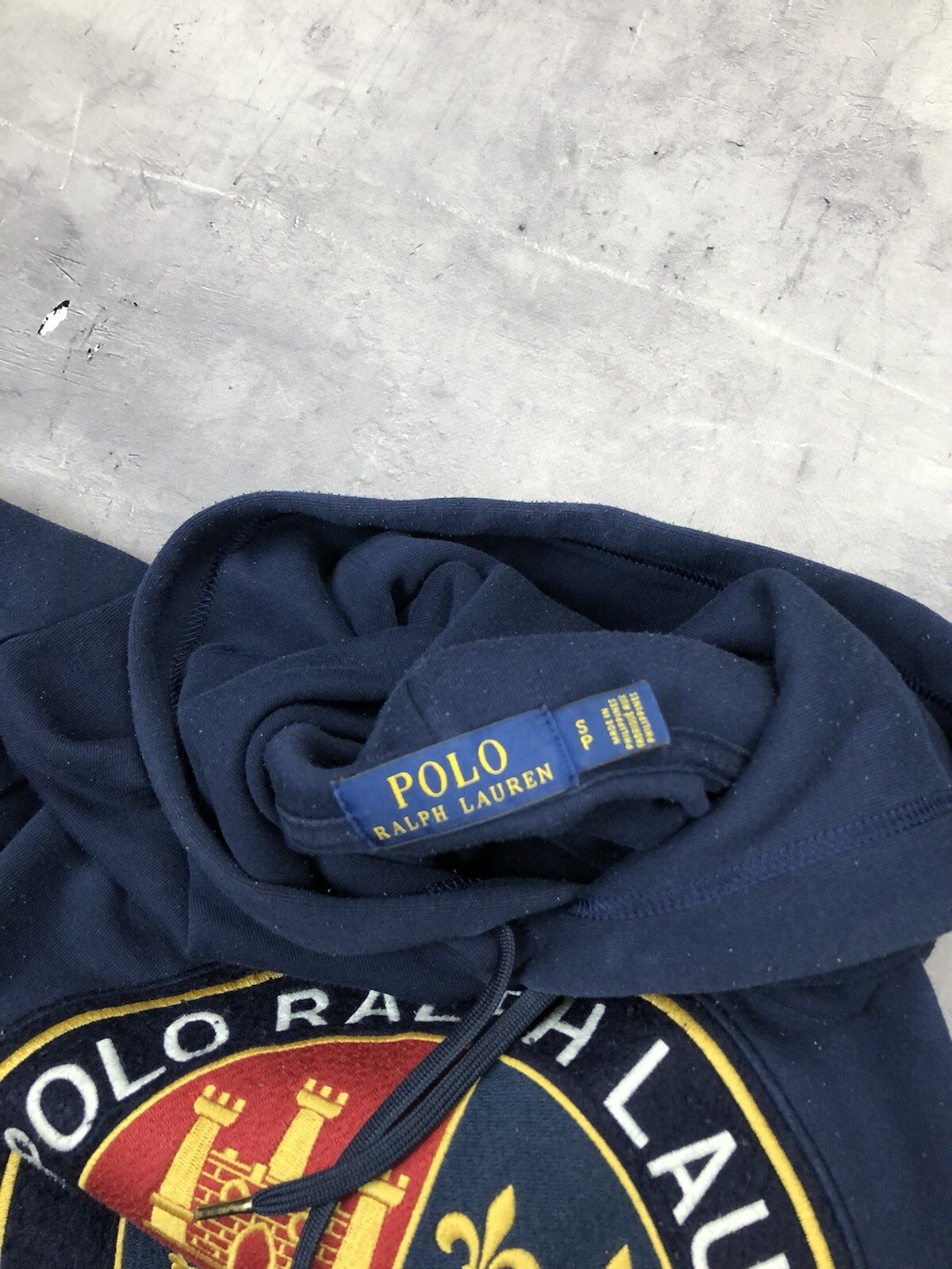 Polo Ralph Lauren Big Cookie Patch Pony Blu Felpa con Cappuccio PICCOLA