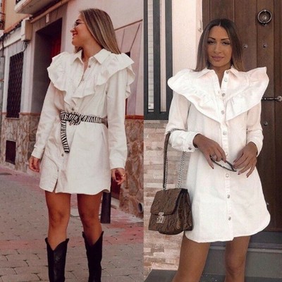 zara white denim dress