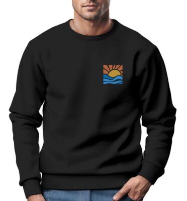Sweatshirt Mens Logo Print Summer Sun Wave Beach Sea Crew Neck Jumper