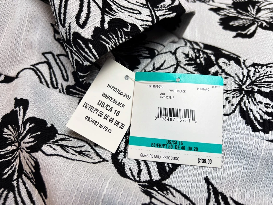 Kasper Black & White Floral Jacket Blazer Top, SIZE 16 - FREE SHIPPING - Image 2 of 4