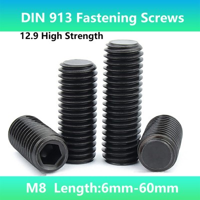 12.9 High Tensile Black Flat End Socket Setcrew Grub Screw M8