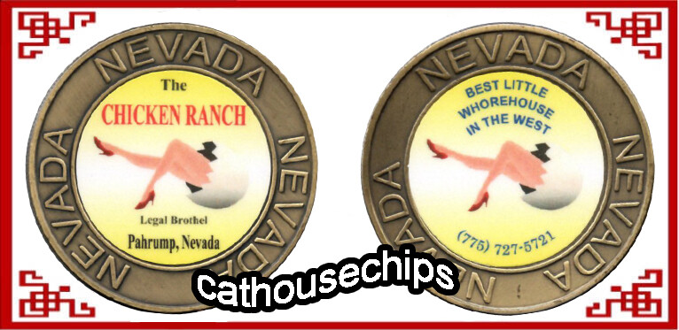 CHICKEN RANCH Legal Pahrump NV Brothel Brass Metal Cat Hous Whore House TOKEN