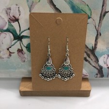 3 Inch Silver-tone Earring Set Boho Retro Dangle Drop Hook New Free Ship 2986
