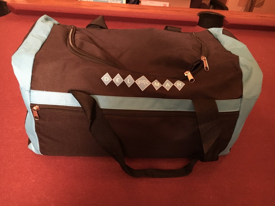 NEW California Del Mar Horse Race Track Horse Racing Blue/Black Duffle