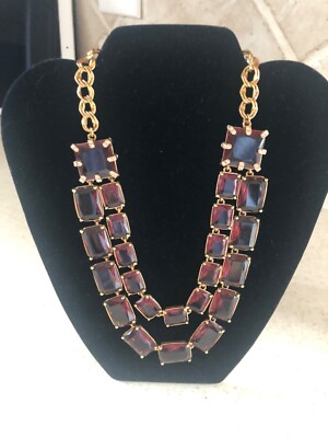KATE SPADE NECKLACE DOUBLE ROW. AMBER ROSE COLOR, WITH GOLD TONE SETTING.