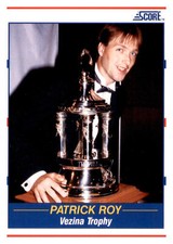 1990 Score American #364 Patrick Roy Vezina Award Trophy Hockey Card 