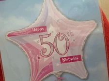 Happy 50th Birthday 19" prismatic star shaped foil balloon #14691  B25