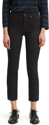 Levi's Women's 724 High Rise Straight Cropped Jeans, Black, 16x33