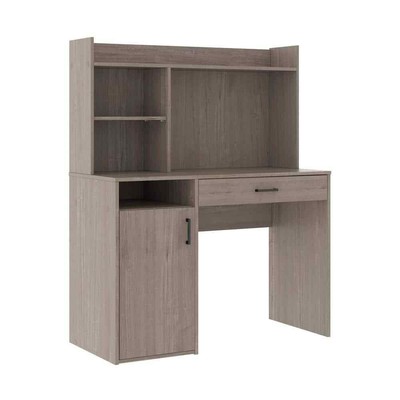 SAUDER Computer Desk 42.913'' Rectangular Engineered Wood Silver Sycamore Hutch