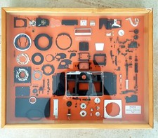 RARE Pentina Camera 1963 VEB Kamerawerke Dresden Disassembled In Wooden Frame