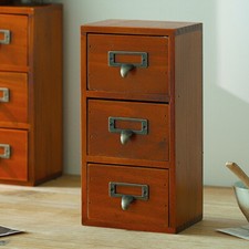 Desktop Organizer Storage Cabinet Wooden Drawer Boxes Jewellery Case Trinket Box