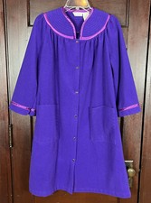 Vintage Appel Maxi Robe House Coat Women's Medium Purple Pockets Fleece Retro