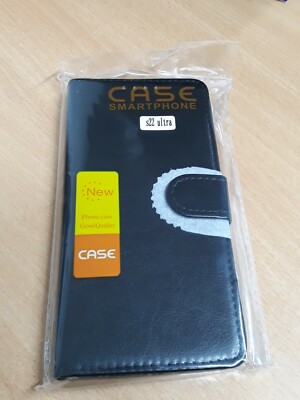 S22 Ultra Leder Tasche für Samsung Galaxy S22 Ultra - Schwarz