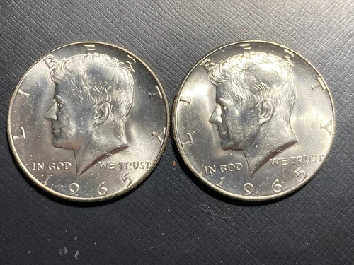Lot of 2 1965-P Kennedy Half Dollars 40% Silver BU Uncirculated BEAUTIFUL