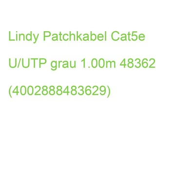 LINDY Patchkabel Cat5e U/UTP grau 1.00m 48362 (4002888483629)