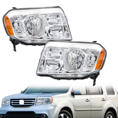 For 2009-2011 Honda Pilot Left&Right Side Halogen Chrome Headlights Headlamps
