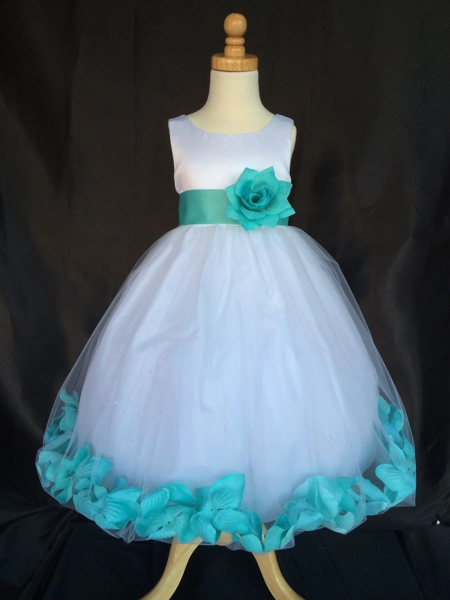 White and turquoise flower girl best sale dresses