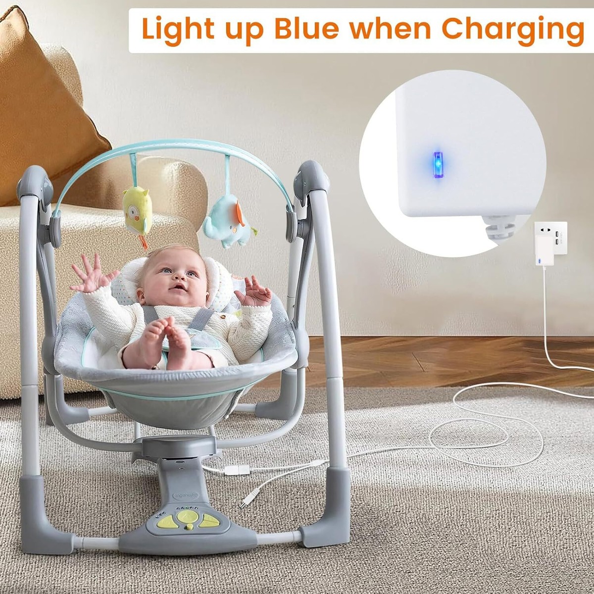 Le Berceau plus inveQ10 インテンシブアイジェル Baby Swing Power Cord for Ingenuity InLighten, Simple