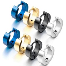 Stainless Steel Hoop Earrings for Men Women Huggie Earrings Punk Ear Stud