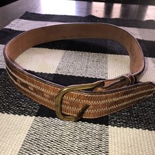 Circle Y of Yoakum Leather Western Belt Brown/Multicolor Weave Size 32 Pre-Owned