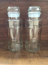 Set Of 2 Vintage 10” Planters Peanuts Anchor Hocking Jars Canisters with Lids