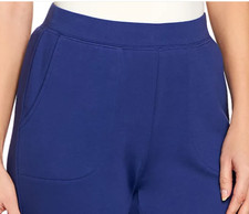 Denim  Co. SZ M Navy Active Knit Pull-On Straight Slim Leg Pants A274391