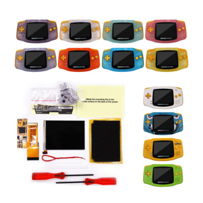 w/Yellow Button GBA 10 Levels Brightness V2 IPS Backlight LCD Mod& Pre-Cut shell