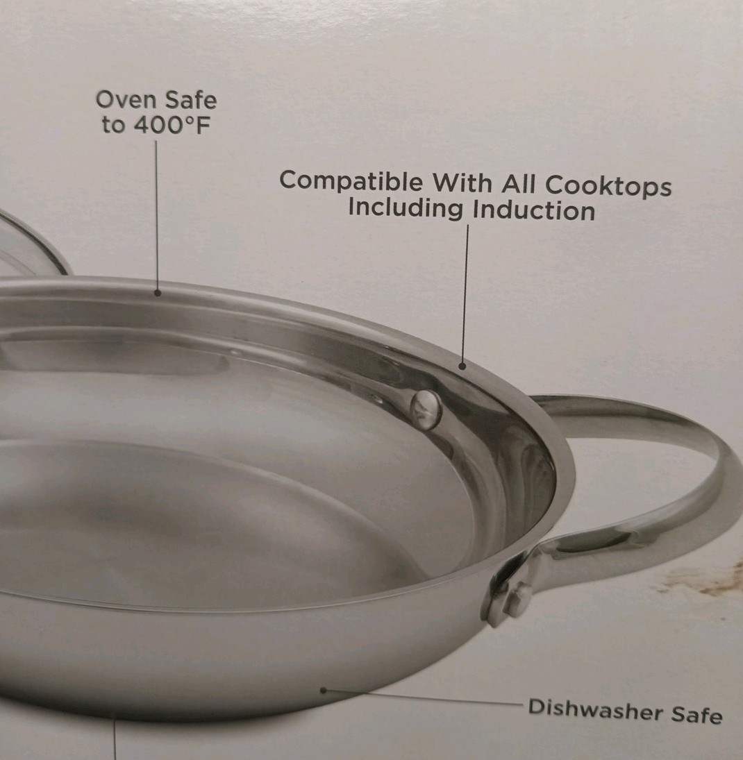 NEW Wolfgang Puck 9.5" Covered Sauté Pan 18/10 Stainless Steel Tri-Ply All Cook