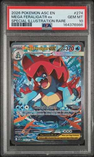 2026 POKEMON ASCENDED HEROES MEGA FERALIGATR EX #274/217 SIR HOLO PSA 10
