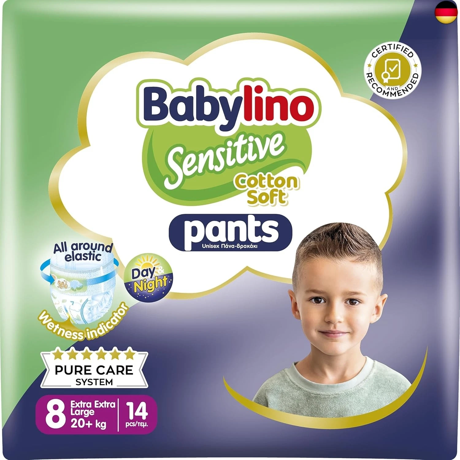 Babylino Sensitive Cotton Soft Windeln Größe 8, Pants XXL (20+ kg), 14 Stück - Bild 1 von 10