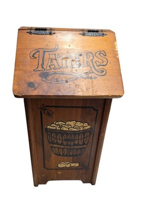 Vtg 70s Wooden Potato Storage Bin Rustic Farmhouse Kitchen Tater Box 22'' Tall