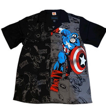 Vtg Ralph Marlin Marvel Comics Captain America Button Shirt Sz XL Retro