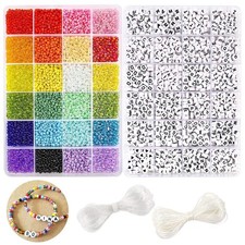 DICOBD Bracelet Making Kit, 12000pcs 3mm 24 Color Glass Seed 3mm, Multicolor