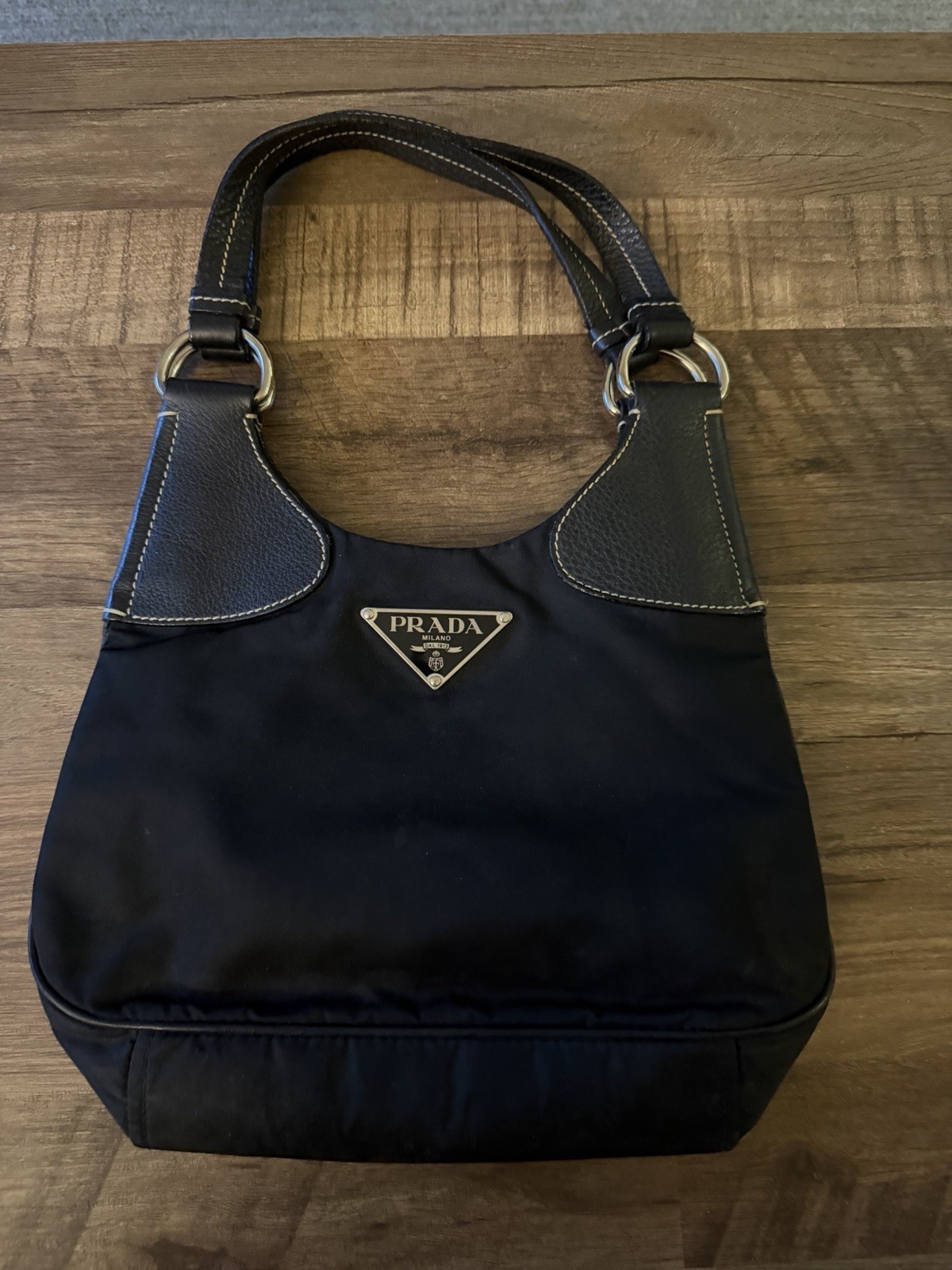 Prada Nylon Top Handle Bag With Matching Wallet
