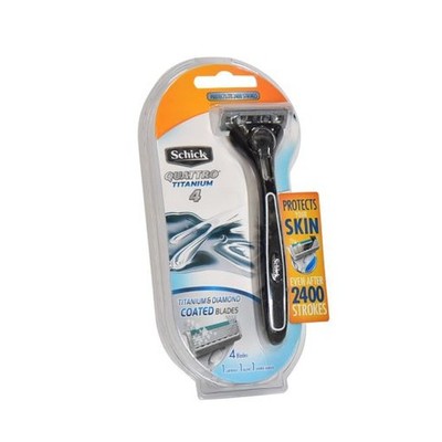 Schick Quattro Titanium Mens Razor 1 Cartridge With Shower Hanger 4 Blade