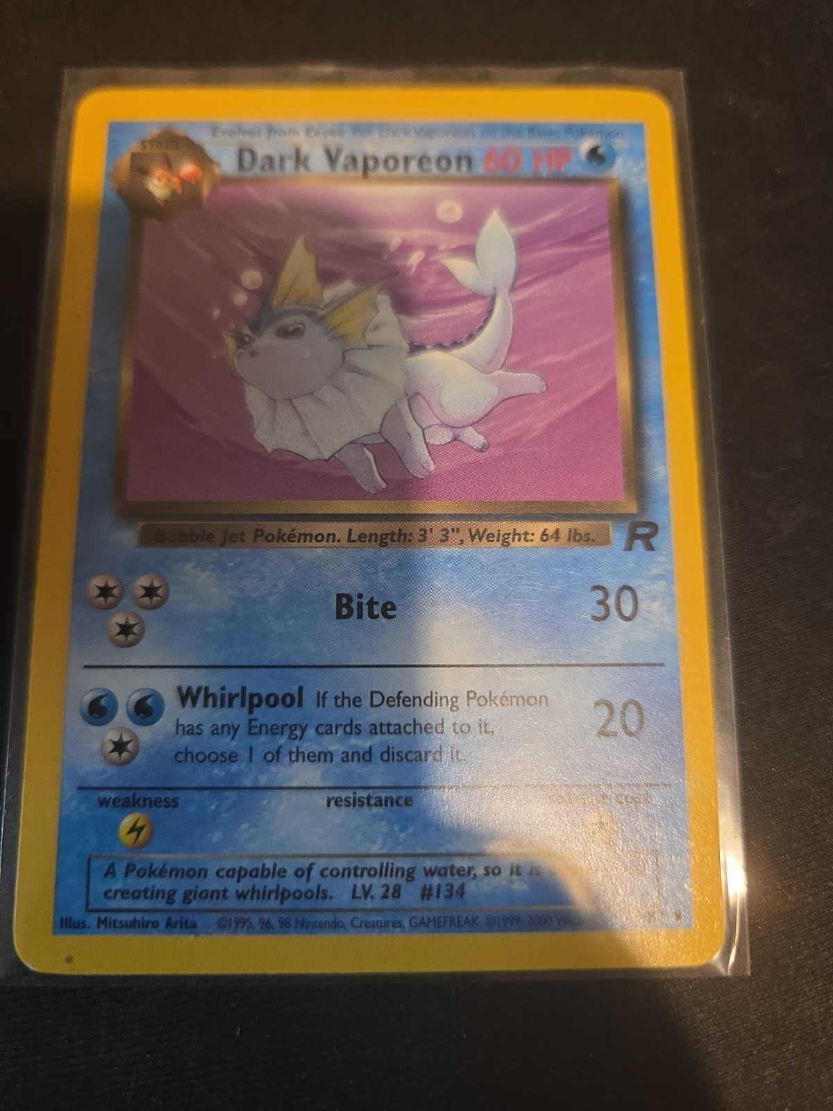 Dark Vaporeon 45/82 Team Rocket LP Pokemon Card WOTC Vintage Uncommon
